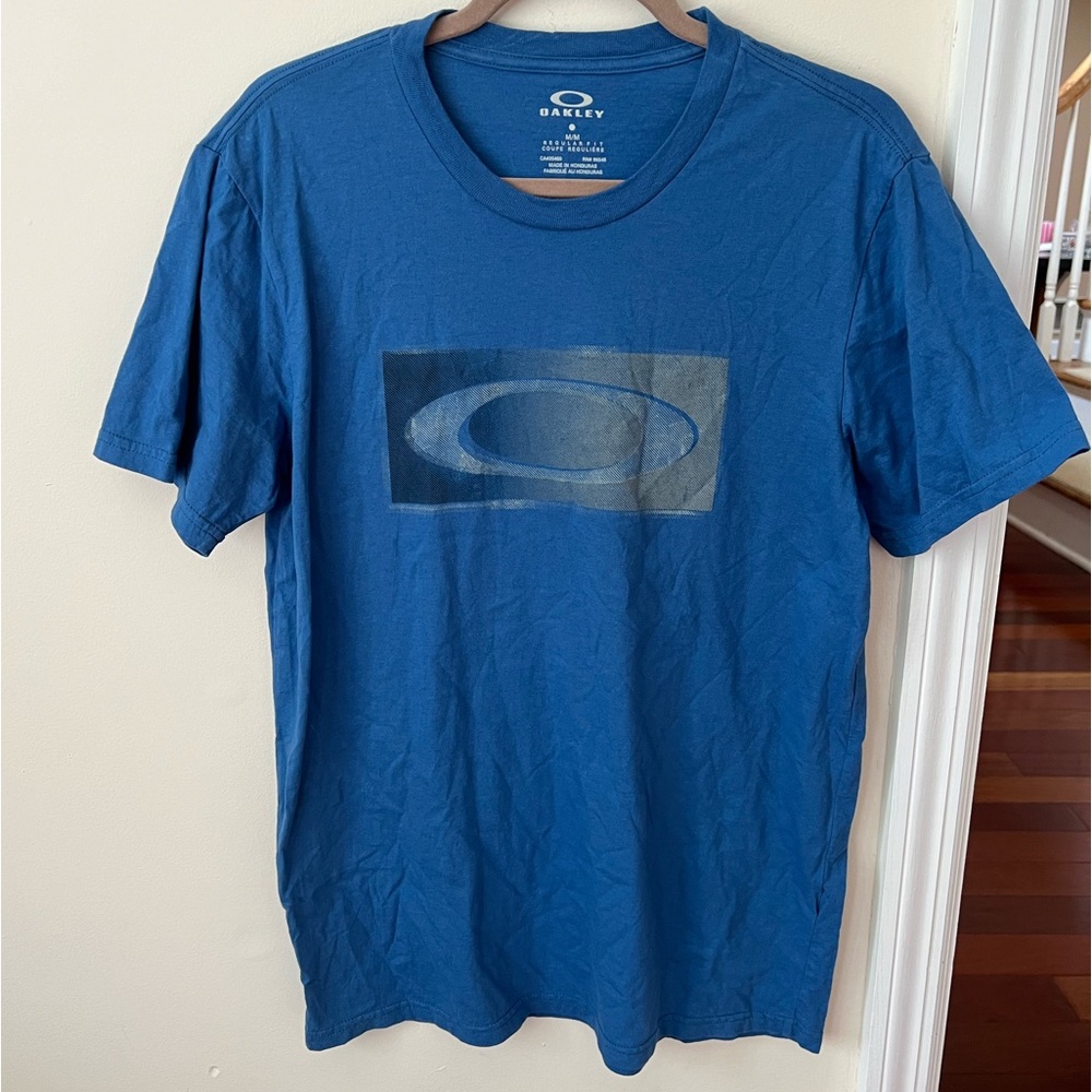 Men’s Ocean Blue Oakley Logo Graphic Short Sleeve Tee Shirt